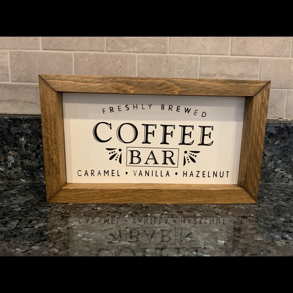 Hand made wooden coffee bar sign